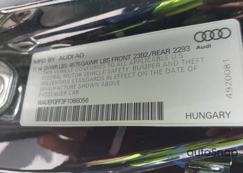 2015 Audi A3 2.0T Premium из США, поврежденный, VIN WAUEFGFF3F1086056